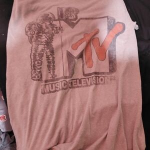 MTV Gray and Orange Short Sleeve Tee